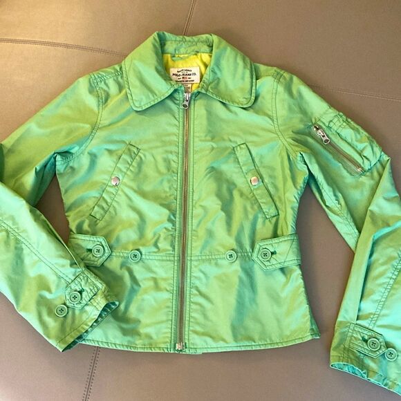 Vintage Ralph Lauren Polo Jeans Woman’s Green Jacket with Hidden Hood. Size S. - Picture 1 of 12